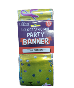 Holographic Foil 18th Birthday Banner - 2.6m