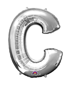 16'' Letter 'C' Silver Air Fill Balloon