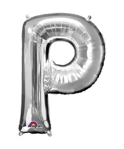 16'' Letter 'P' Silver Air Fill Balloon