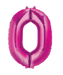 16'' Number 0 Pink Air Fill Balloon