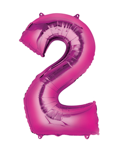 Pink Numbered Minishape Foil Balloon #2
