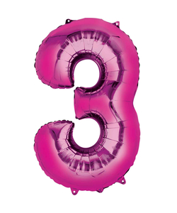 Pink Numbered Minishape Foil Balloon #3