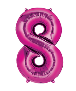 Pink Numbered Minishape Foil Balloon #8