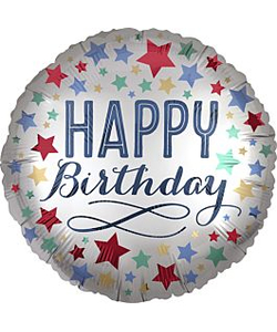 Happy Birthday Satin Stars Foil Balloons