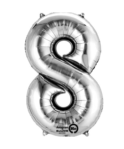 16” Number 8 Silver Air Fill Balloon