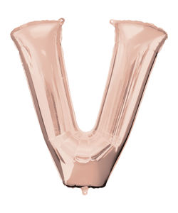 16'' Letter 'V' Rose Gold Air Fill Balloon