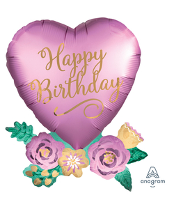 Happy Birthday with Flowers Super Shape Foil Balloons