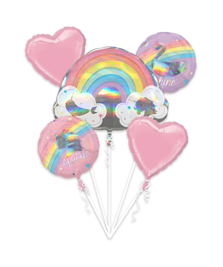 Magical Rainbow Holographic Helium Inflated Balloon Bouquets