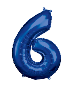 33'' Blue Numbered Foil Balloon #6