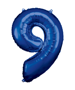 33'' Blue Numbered Foil Balloon #9