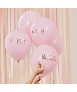 Pink And Rose Gold Personalized Balloons Kit 5 Pack