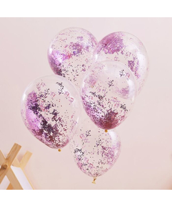 Pink Pamper Party Glitter Balloons - 5 Pack