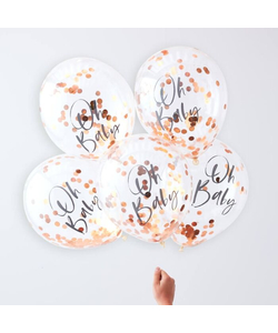 Rose Gold Oh Baby! Shower Confetti Balloons - 5 Pack