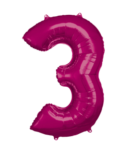 33'' Number 3 Pink Air Fill Balloon