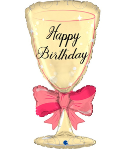Champagne Glass Happy Birthday Foil Balloon - 36"