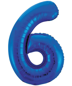 34'' Blue Numbered Foil Balloon #6