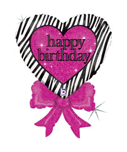 Zebra Heart Shaped Foil Balloon - 30"