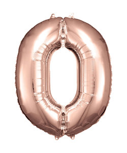 33" Rose Gold Numbered Foil Balloon #0