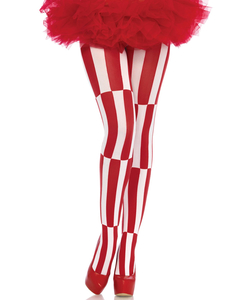 Striped Optical Illusion Tights - Red