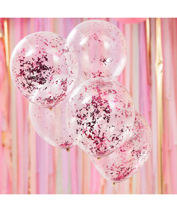 Pink Confetti Balloons - 5 Pack