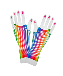 Long 80's Net Gloves - Rainbow