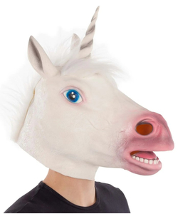 White Unicorn Latex Horse Mask