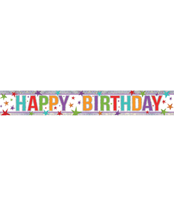 Happy Birthday Holographic Foil Banner - 2.7m