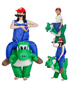 Inflatable Carry Me Green Dinosaur Costume