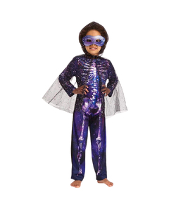 Purple Skeleton & Cape Costume - Tween