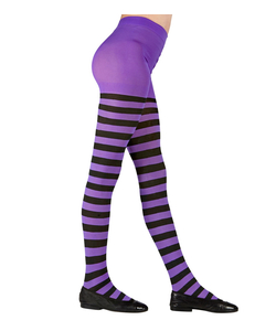 Purple/Black Striped Pantyhose Tights - Teen
