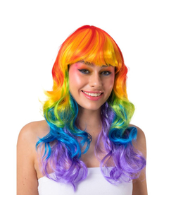 Ladies Long Curly Wig - Rainbow