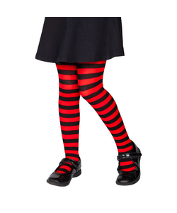 Kids Candy Stripe Tights - Red & Black