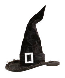 Velvet Witch Hat with Plush Trim