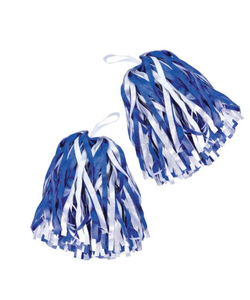 Blue and White Pom Pom Pair