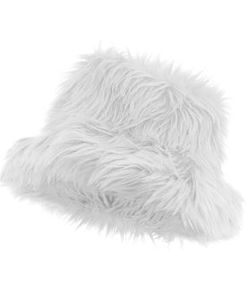 White plush bucket hat