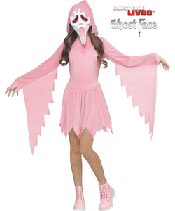 Pastel Pink Ghost Face Costume - Tween