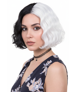 Ladies Black And White Wig