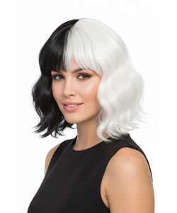 Black And White Wig With Fringe