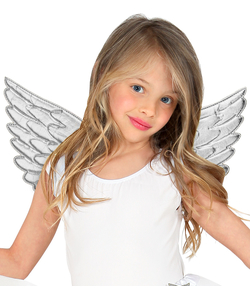 Kids Silver Fabric Angel Wings