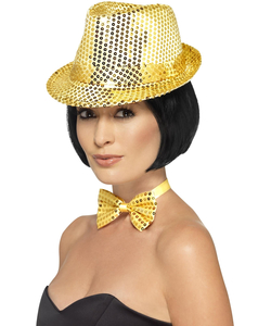 Sequin Trilby Hat - Gold