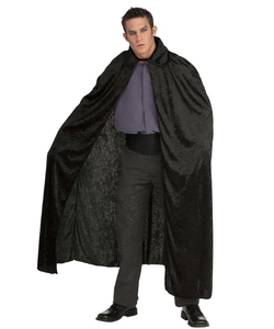 Long Crushed Velvet Cape - Black