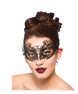 Filigree Metal Eye Mask - Black with Diamantes