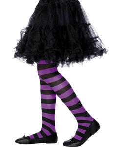 Children's Striped Tights - Purple