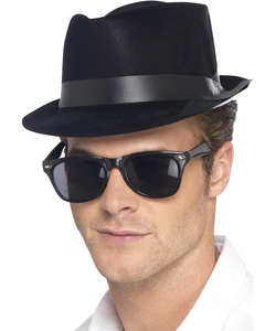 Flocked Fedora Hat - Black