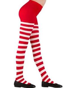 Tween Striped Tights 75 Denier  - Red/White