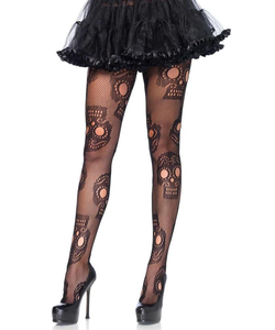 Sugar Skull Net Tights - Black
