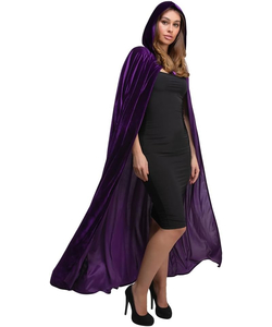 Deluxe Velvet Hooded Cloak - Dark Purple