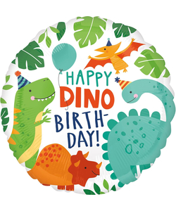 Dino Birthday Circle Foil Balloon - 17"