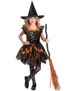 Orange Spooky Spider Witch Costume - Kids