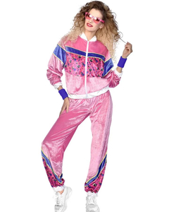 80's Pink Velour Tracksuit - Ladies